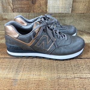 New Balance 574 Slate Rose Gold Athletic Shoes